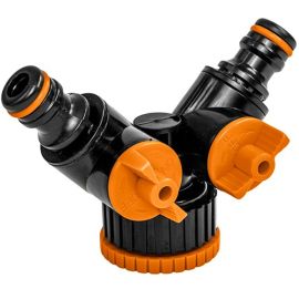 Adaptér na kohútik - BRADAS -BLACK LINE - 1" - 3/4" - 2 vývody s ventilmi